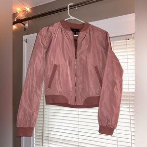 Blush bomber jacket, slightly cropped